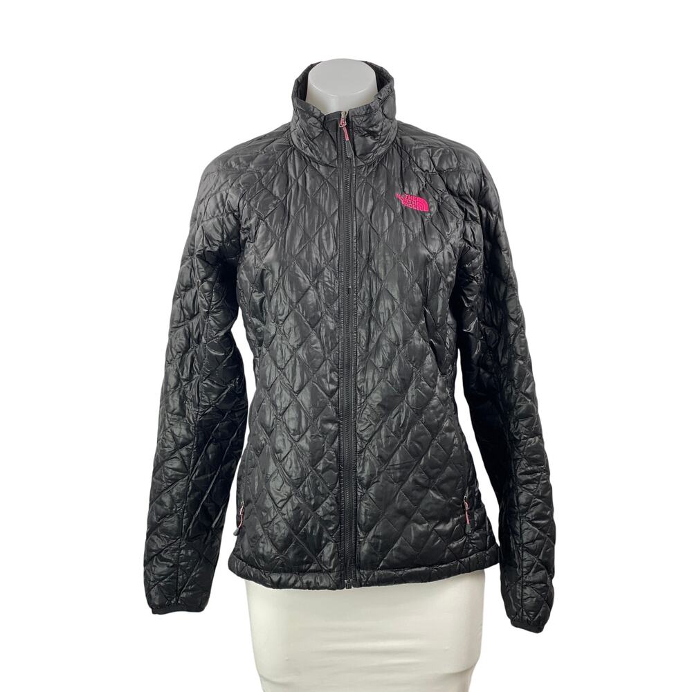 The North Face Thermoball Black Long Sleeve Full Zip Quilted Puffer Jacket Sz M